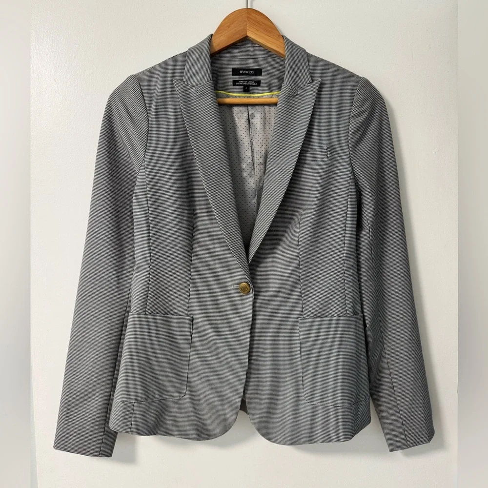 RW&CO. Classic Gray Check Stretch Blazer sz 2 - Picture 2 of 5